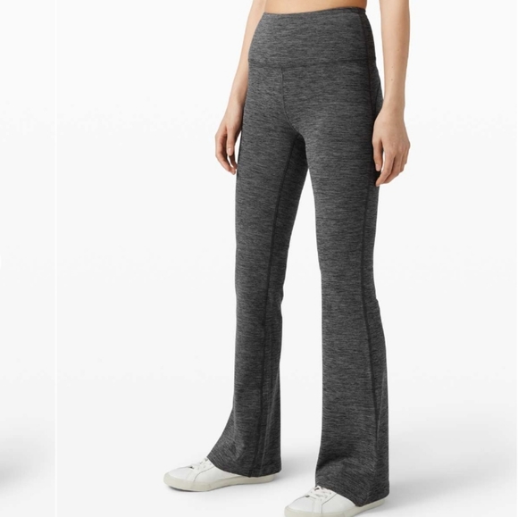 lululemon athletica Pants - Lululemon Groove Flare Pants Nulu Size 12 Heathered Black W5CSSS